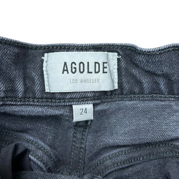 AGolde Riley High Rise Straight Crop Black Pepper sz 24 Cropped Denim Button Fly - Picture 9 of 12